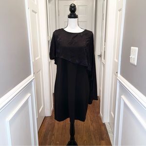DKNY draped shoulder black dress size 14